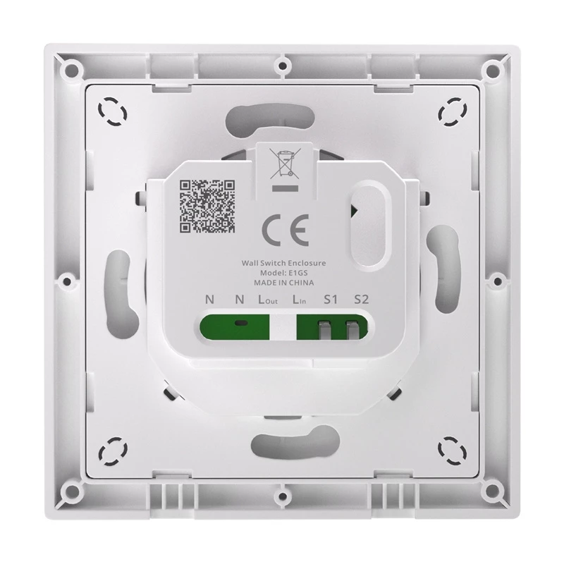 Caixa de interruptor de parede Sonoff E1GS com ligação de neutro para instalação simples