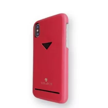 Capa traseira com compartimento para cartões VixFox para iPhone X/XS — vermelho-rubi, capa traseira com compartimento para cartões integrado