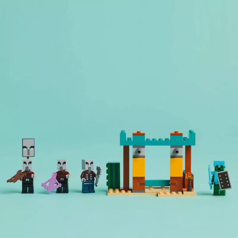 Conjunto de construção LEGO Patrulha do deserto dos Illager 21267 – conjunto de brincar Minecraft, 105 peças, 4 minifiguras, 80×60×110 mm