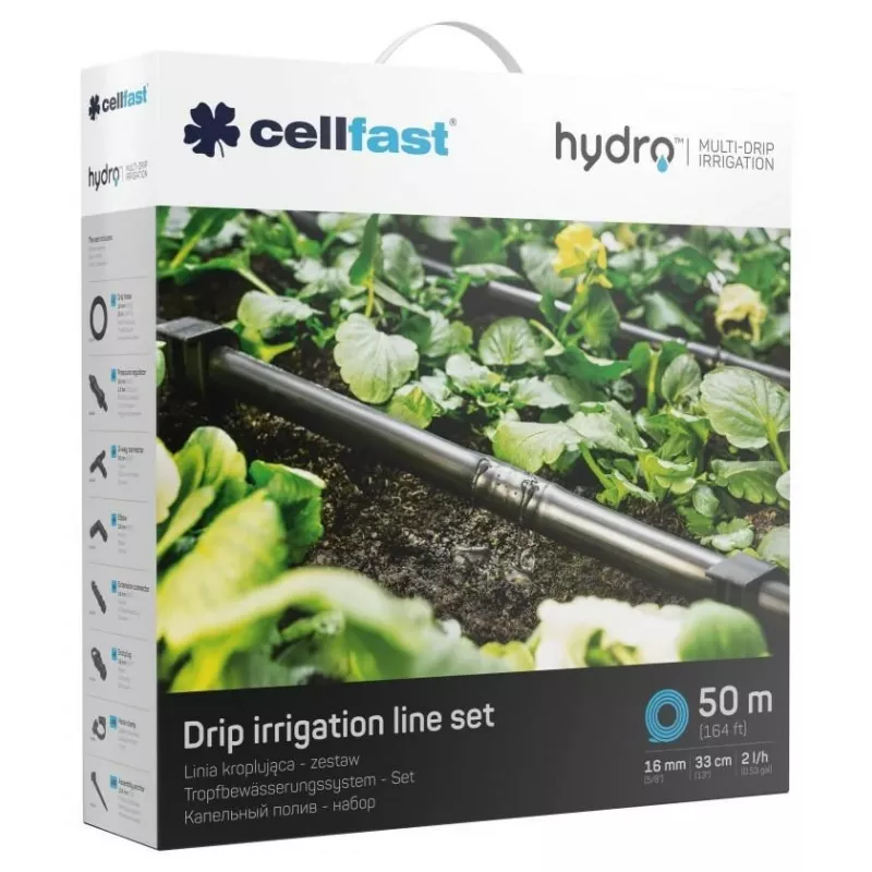 Linha de rega gota a gota Cellfast para fileiras de plantas Conjunto C19-060