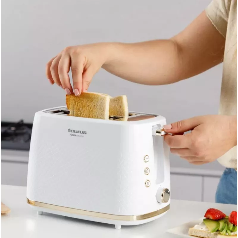 Torradeira Taurus TO800P 2 fatias 800 W branco com controlo por botões e botão rotativo