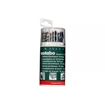 Conjunto de brocas Metabo 627190000 — 18 peças, HSS e revestidas a titânio