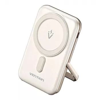 Powerbank Vention 10000mAh magnética sem fios 20W — 10000 mAh, saída 3 A, USB-C, branco