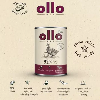 OLLO Pure Duck com maçã - Comida húmida para cães - 400 g