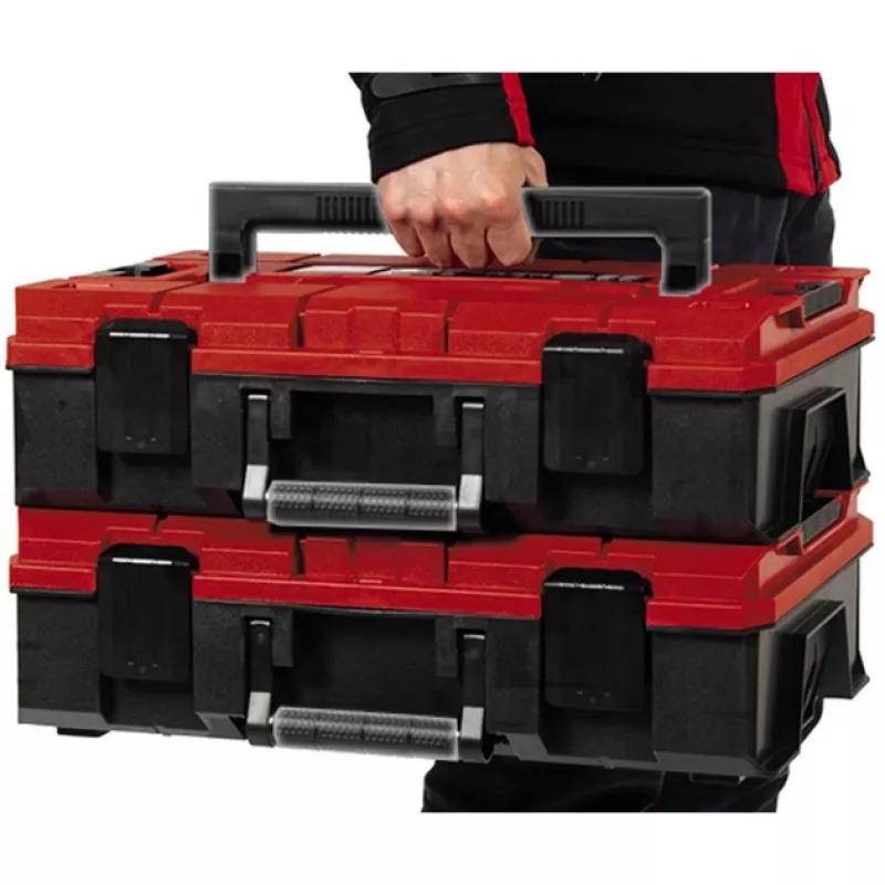 Einhell 4540019 E-Case S-F mala de sistema com espuma em grelha, resistente a salpicos, polipropileno, capacidade de carga 25 kg, preta/vermelha