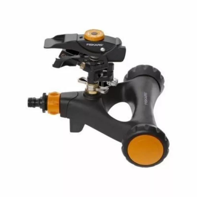 Aspersor de impulso de jardim Fiskars 1023656 metal com rodas para rega de relvados e canteiros