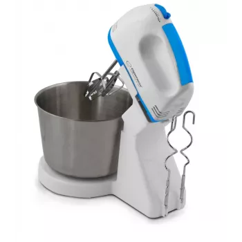 Batedeira ESPERANZA EKM019WB — 150 W, taça de 2,5 L, 7 velocidades, ganchos para amassar, batedores duplos, branco