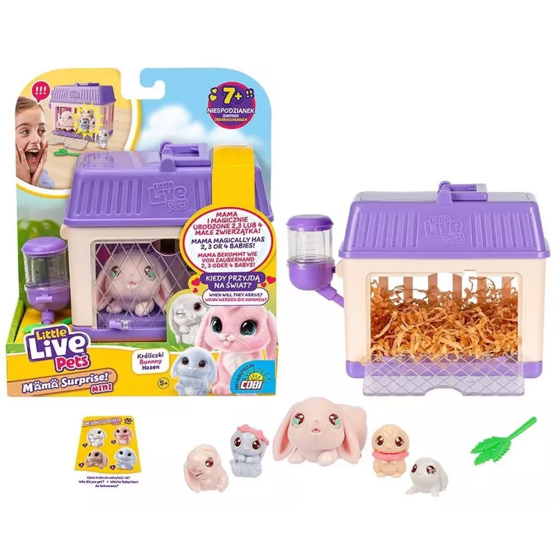 Brinquedo interativo Cobi Little Live Pets Mama Surprise Mini Bunny MO-26625, pequena figura interativa