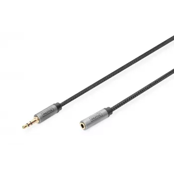 Cabo de extensão de áudio Digitus ficha jack de 3,5 mm para tomada jack de 3,5 mm 1,8 m preto