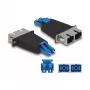 Acoplador híbrido de fibra ótica DeLOCK LC Duplex macho para SC Duplex fêmea azul
