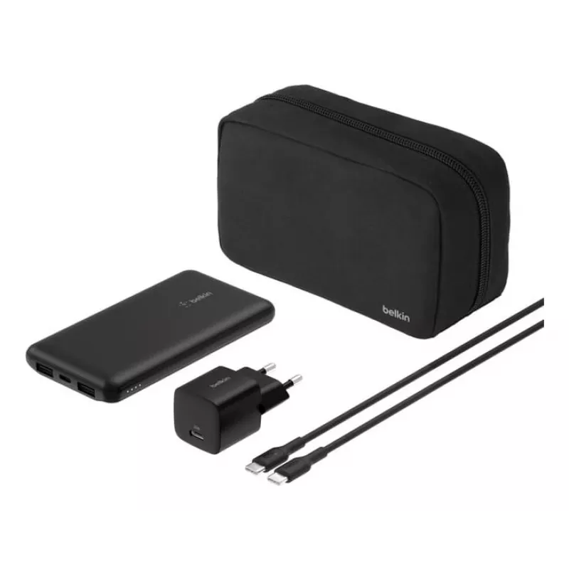 Belkin BoostCharge - powerbank + fonte de alimentação AC - 10000 mAh - PD - 3 portas de saída (24 Pin USB-C, 2 x USB)