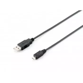 Equip cabo USB 2.0 Type-A para Micro-B, 1.0m, preto, 1 m, USB A, Micro-USB B, USB 2.0, macho/macho, preto
