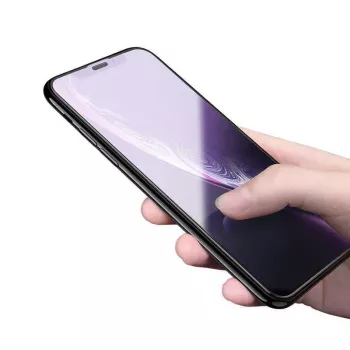 Película de proteção de ecrã em vidro temperado Devia Van Anti-blue Ray para iPhone XR 6.1, preto