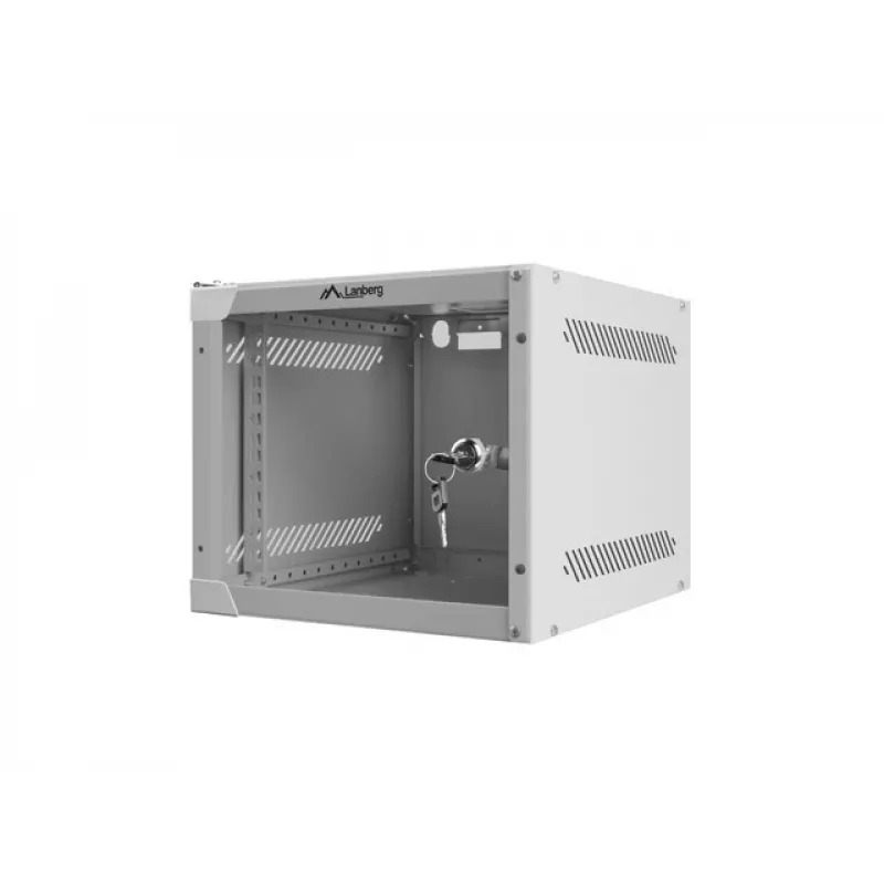 Lanberg WF10-2304-10S armário rack de parede de 10" 4U, 280×310 mm, porta de vidro, 20 kg, cinzento (RAL 7035)