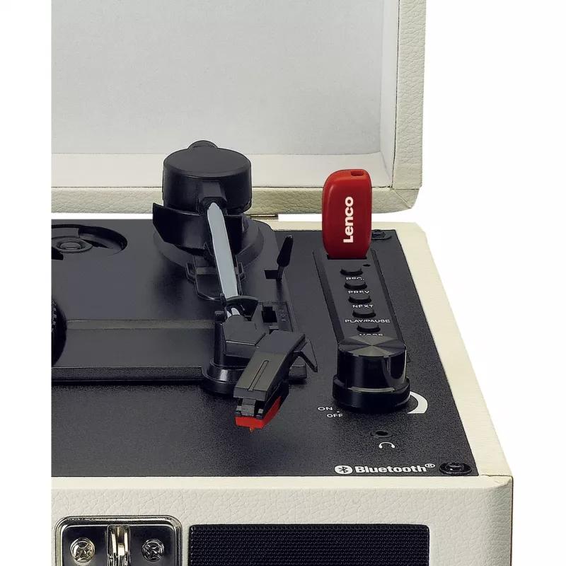 Lenco TT-115CR gira-discos de correia, Bluetooth, USB-A, saída de auscultadores de 3,5 mm, 4 W RMS, creme