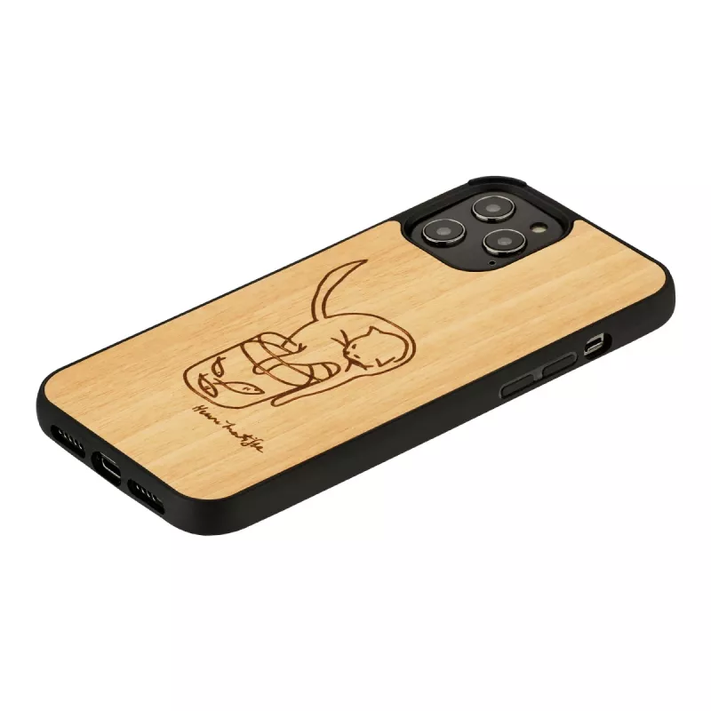 Capa para telemóvel Man and Wood para iPhone 12 / 12 Pro — gato com design de peixe vermelho
