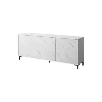 Cómoda MARMO 3D 200x45x80,5 cm branco mate/mármore branco