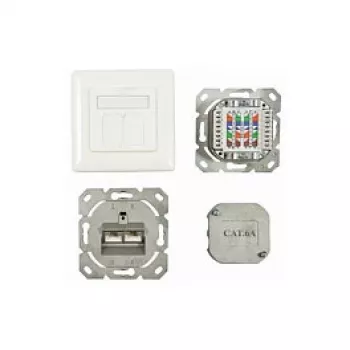 Synergy 21 S216358 - 2 x RJ-45 - 6a - Branco - 80 mm - 80 mm - 5,6 cm