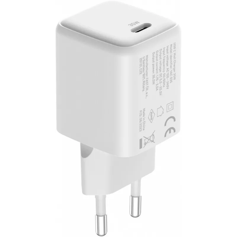 Carregador de parede USB-C 35W 3A Power Delivery 3.0 QC 3.0 branco
