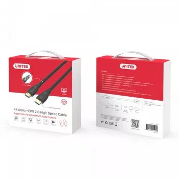 Cabo Unitek HDMI 2.0, 4K 60Hz, C11068BK, 7 m
