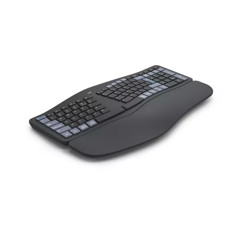 Teclado ergonómico sem fios HAMA WK-900 preto USB, layout compacto, ligação sem fios