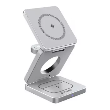 Carregador sem fios BlitzWolf BW-IW30 estação de carregamento rápido 3-em-1 para iPhone e Samsung, carregamento sem fios de 3 dispositivos