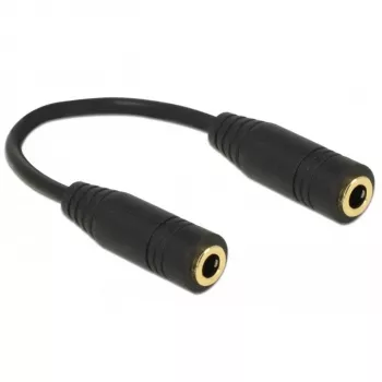 DeLOCK - Adaptador inversor de áudio - Ficha mini de 4 polos (M) para ficha mini de 4 polos (M) - 13cm - Preto (65896)