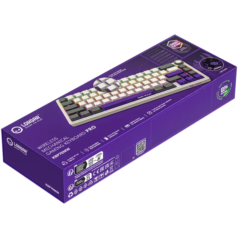 Teclado de gaming mecânico sem fios LORGAR KBP70MW layout 65% bege