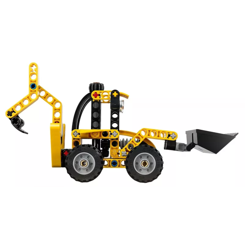 Conjunto de construção LEGO Technic Retroescavadora 42197 — direção articulada, carregador funcional, 104 peças, idade recomendada 7+