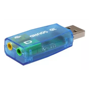 Placa de som externa USB Gembird Virtus2 — interface USB, auscultadores de 3,5 mm, azul transparente