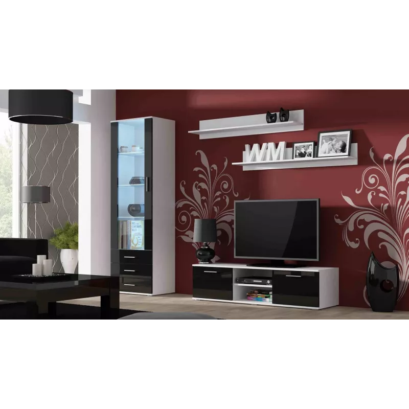 Cama Meble SOHO 140 móvel de TV, branco/preto brilhante
