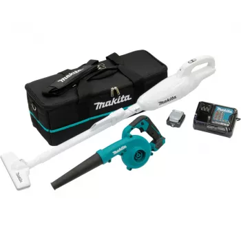 Kit combinado a bateria CLX245SAX1, 12 volts, soprador de folhas azul/preto, bateria de iões de lítio 2,0 Ah, aspirador a bateria e soprador a bateria