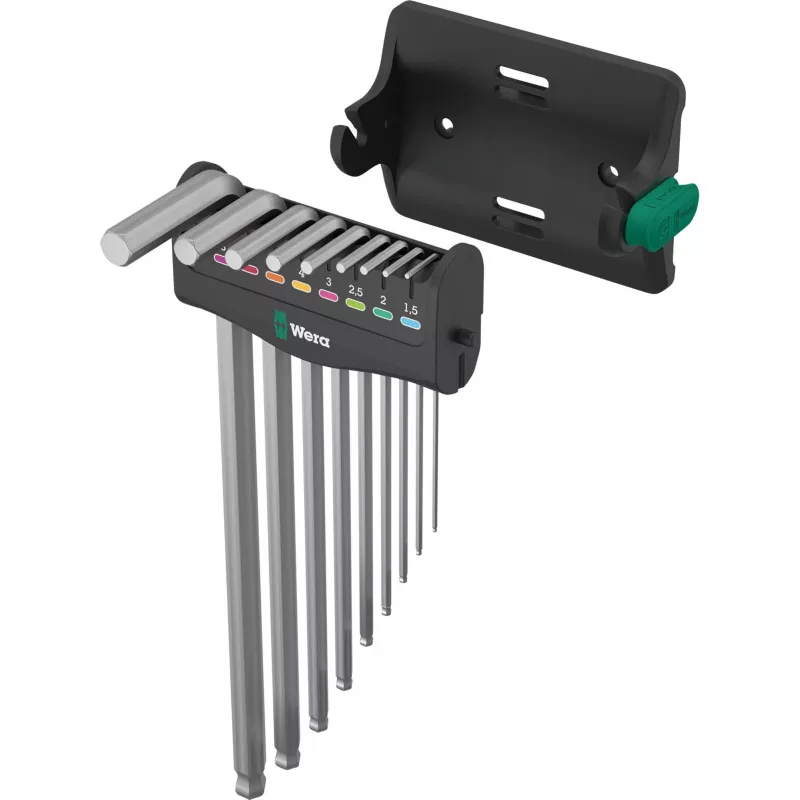 Wera 05022102001 conjunto de chaves sextavadas, forma L, métrico, 9 peças