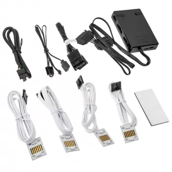 Controlador Lian Li UNI HUB SL-INF 12SLIN-CONT3W branco — hub para ventoinhas RGB e fitas LED