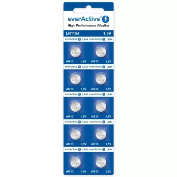 Pilha botão alcalina everActive AG13 (LR44) — pack de 10