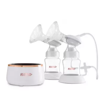 Bomba tira-leite elétrica dupla neno Bella Twin Moon – sem fios, bifásica, LCD, biberões de 150 ml, madrepérola