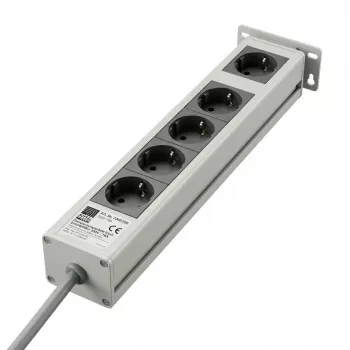 Rittal 7240230 régua de tomadas para rack de 19", 1U, proteção contra sobretensões com filtro de interferências, 5 tomadas, 230 V/16 A, 2 m