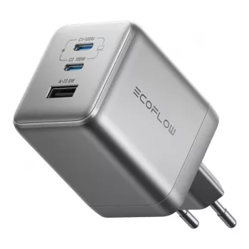 Carregador EcoFlow Rapid Pro 100W GaN USB-C 3 portas — saída de 100 W, design compacto