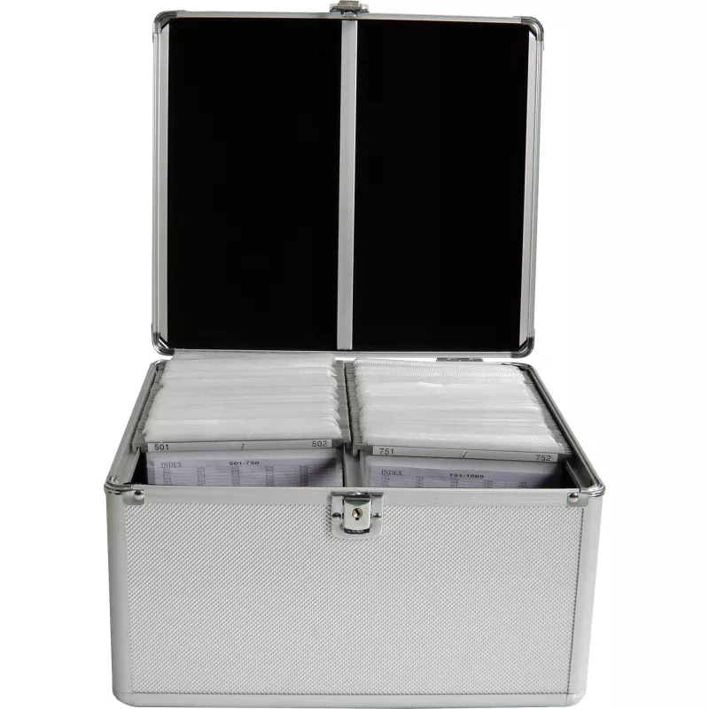 MEDIARANGE BOX76 - caixa de armazenamento - 300 discos - prateado - feltro - plástico - madeira - 120 mm - alumínio