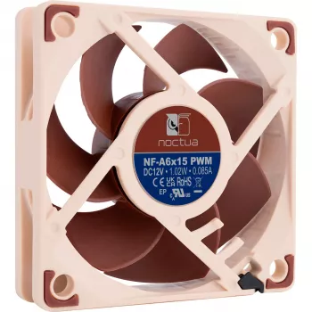 Ventoinha para caixa Noctua NF-A6x15 PWM 60mm, controlo PWM, design silencioso