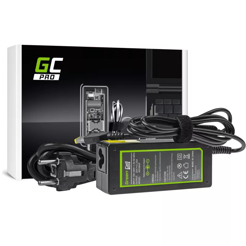 Fonte de alimentação Green Cell AD38AP 65W para portáteis Lenovo, 20V 3,25A, cabo de 1,2 m, preto