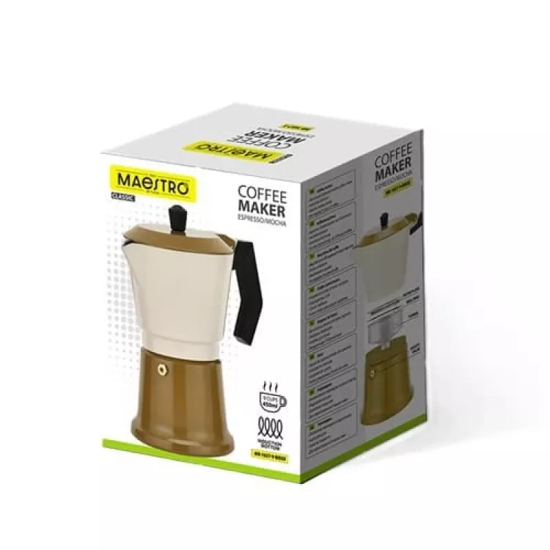 Cafeteira moka Maestro MR-1657-9-BEIGE em alumínio, máquina de café para placa de indução, capacidade para 9 chávenas