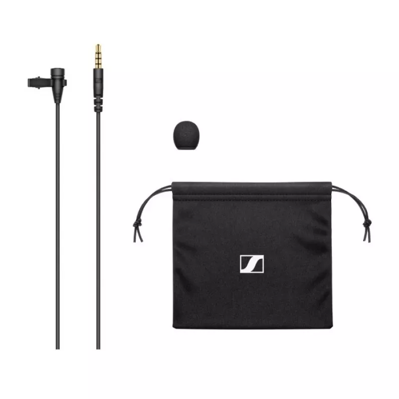 Microfone lavalier Sennheiser XS LAV MOBILE, condensador de fixação, omnidirecional, cabo de 2 m, 3,5 mm, 50–18000 Hz, 19 g, preto