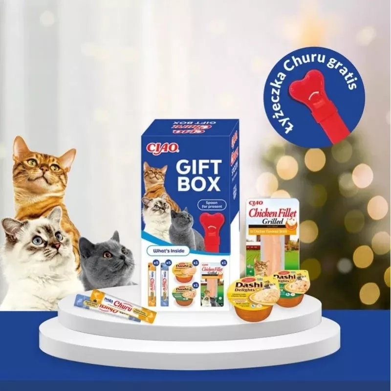 Caixa presente de snacks para gatos INABA Churu — snacks cremosos variados para gatos, embalagem múltipla