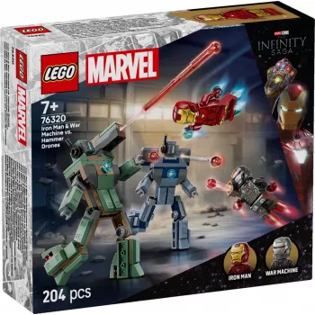 Brinquedo de construção LEGO Marvel Super Heroes Iron Man War Machine conjunto 76320, 204 peças, 2 minifiguras, 100 mm de altura