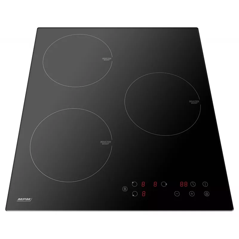 Placa de indução MPM MPM-45-IM-14, encastrar 3 zonas (180 mm) placa vitrocerâmica, 6000 W, controlo tátil