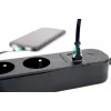Régua de tomadas GEMBIRD TSL-PS-F4U-02 com 4 tomadas PL e carregador USB, preto