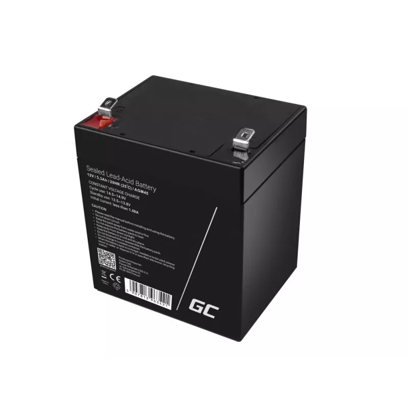 Bateria AGM45 Green Cell UPS, chumbo-ácido selada (VRLA), 12 V, 5,3 Ah