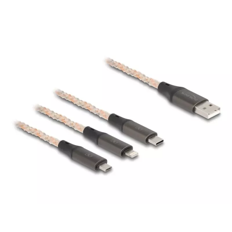 Cabo USB DeLOCK 1,2 m USB 2.0 USB A USB C/Micro-USB B/Lightning Transparente