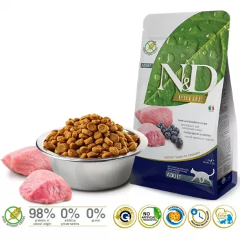 FARMINA N&D Prime Lamb & Blueberry - Alimento seco para gatos - 1,5 kg